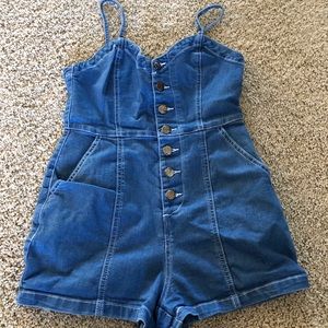 Button up jean romper